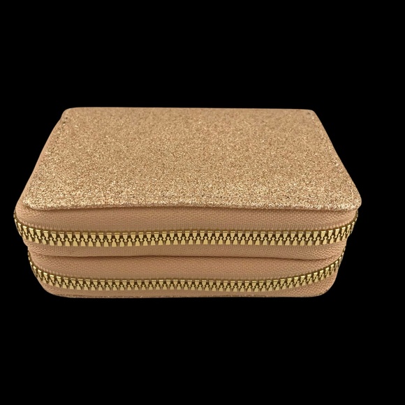 Gold Glitter Accordion Zip Wallet / Coin Purse – Double Zip Organizer - Picture 4 of 6